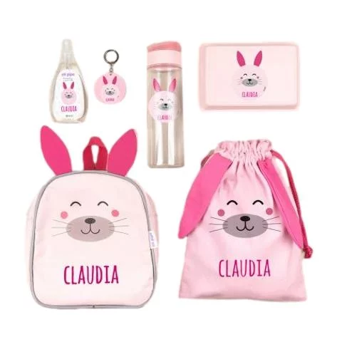 Pack Personalizado Colegio o Guardería Conejito Rosa